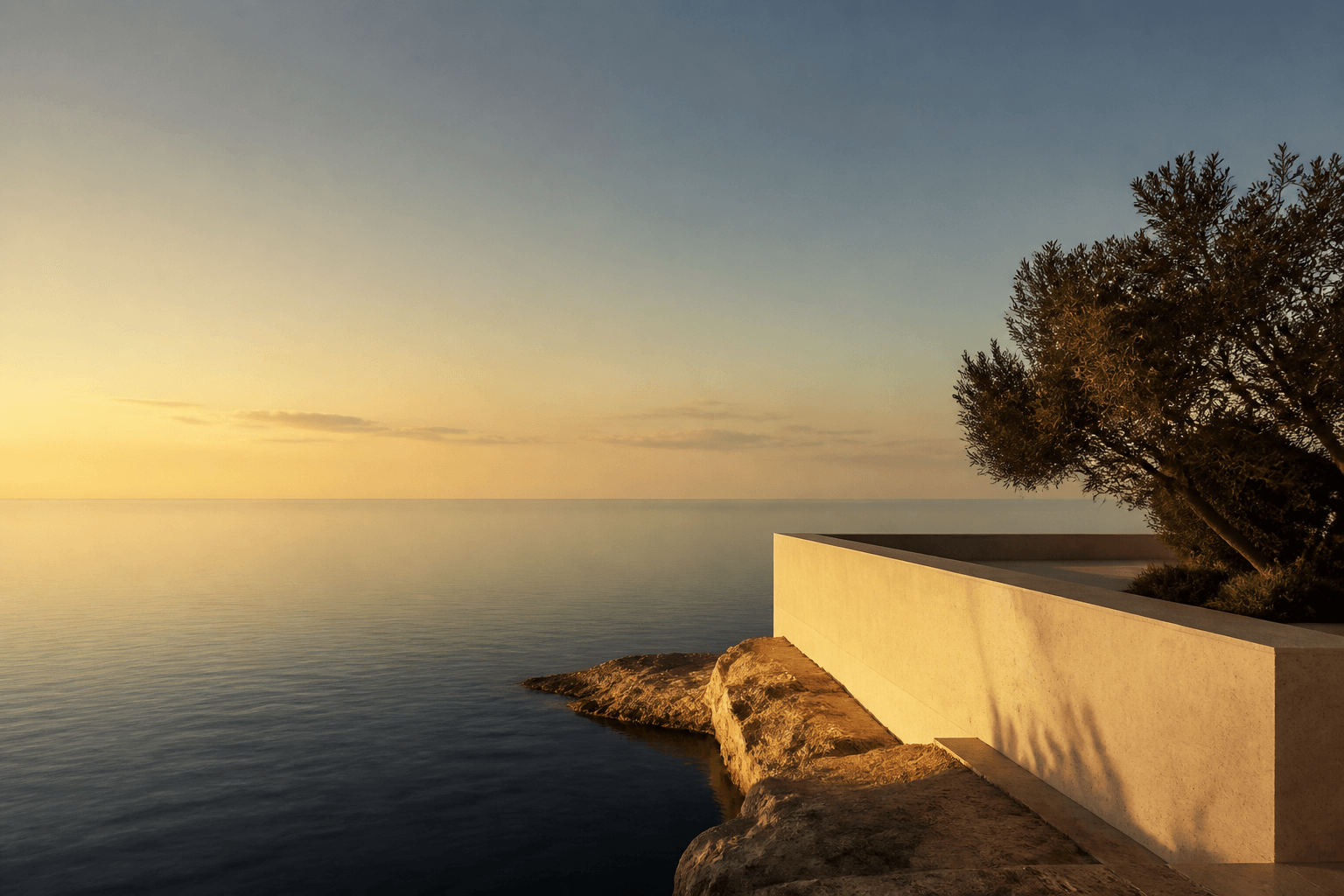 A quiet field above the Aegean in the last of the light